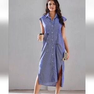 NWT Zara Striped Poplin Midi Dress, Size S